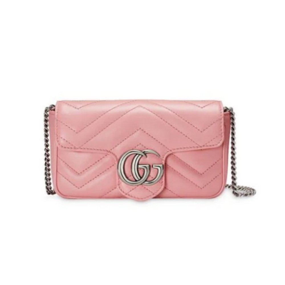 SOLD❗️GUCCI GG Marmont Matelassé Leather Super Mini Bag, Pink - Picture 1 of 16
